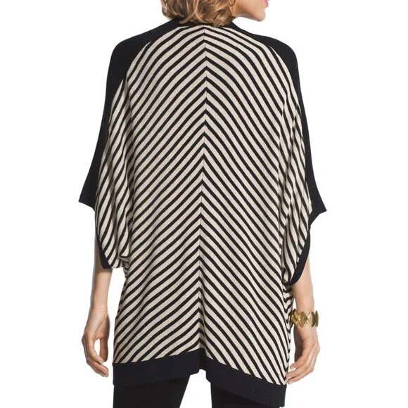 Chico's Travelers Collection Striped Cardigan Sweater Dolman Kimono Open Front L - Picture 2 of 16